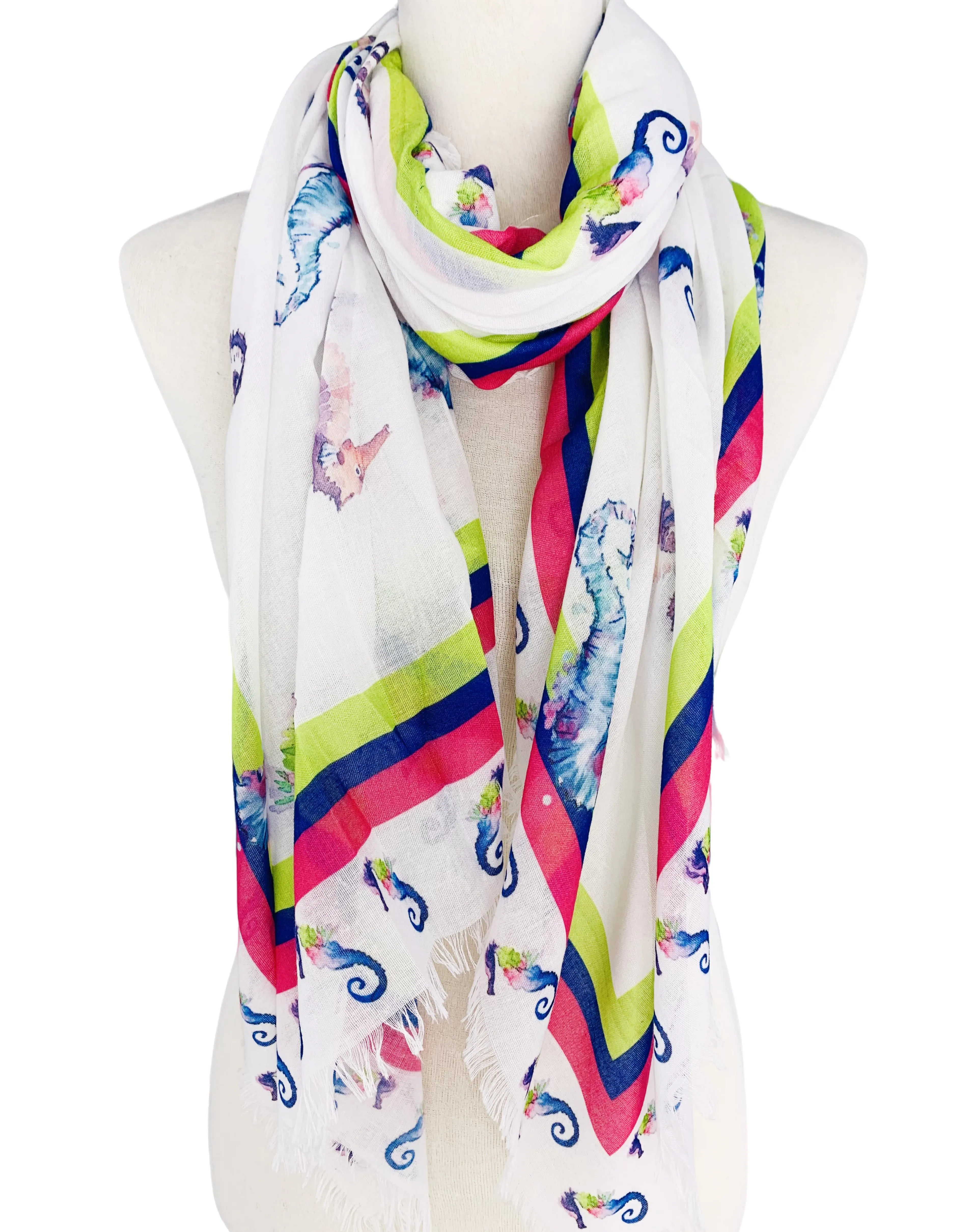 2 Colors--JC021131 Colorful Seahorses Scarf/Shawl