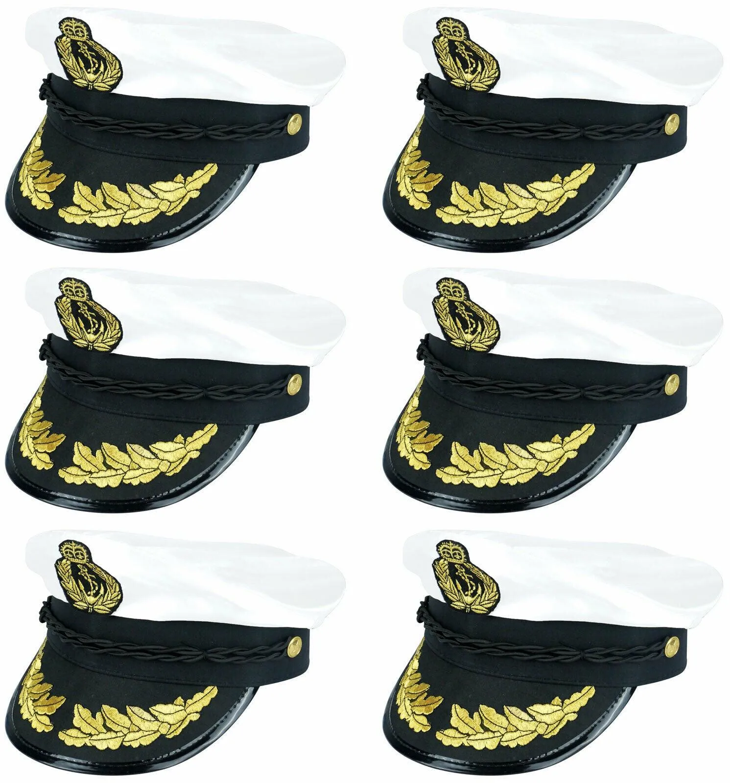 Adults Quality White Satin Captains Hat Naval Officer Fancy Dress Party Cap Lot