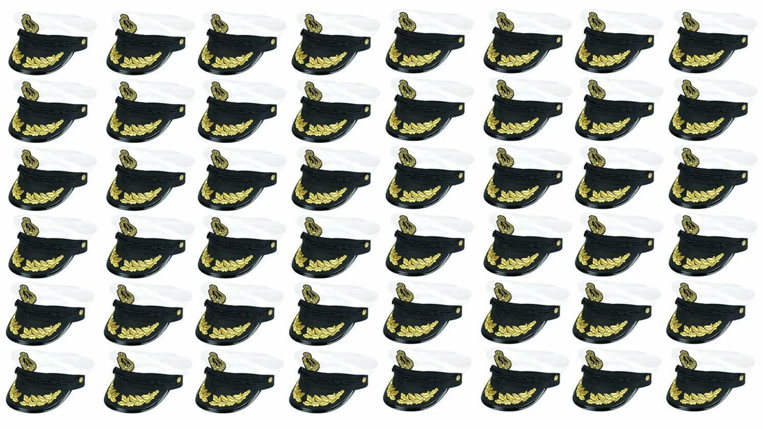 Adults Quality White Satin Captains Hat Naval Officer Fancy Dress Party Cap Lot