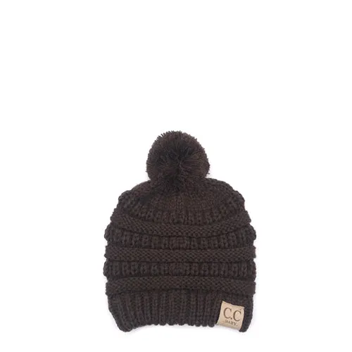 Baby-847 Brown Beanie with Pom