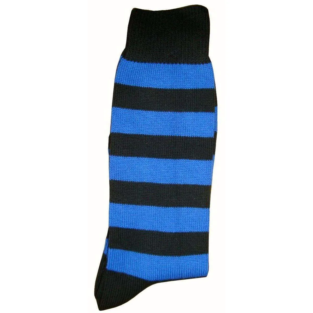 Bassin and Brown Striped Midcalf Socks - Black/Blue