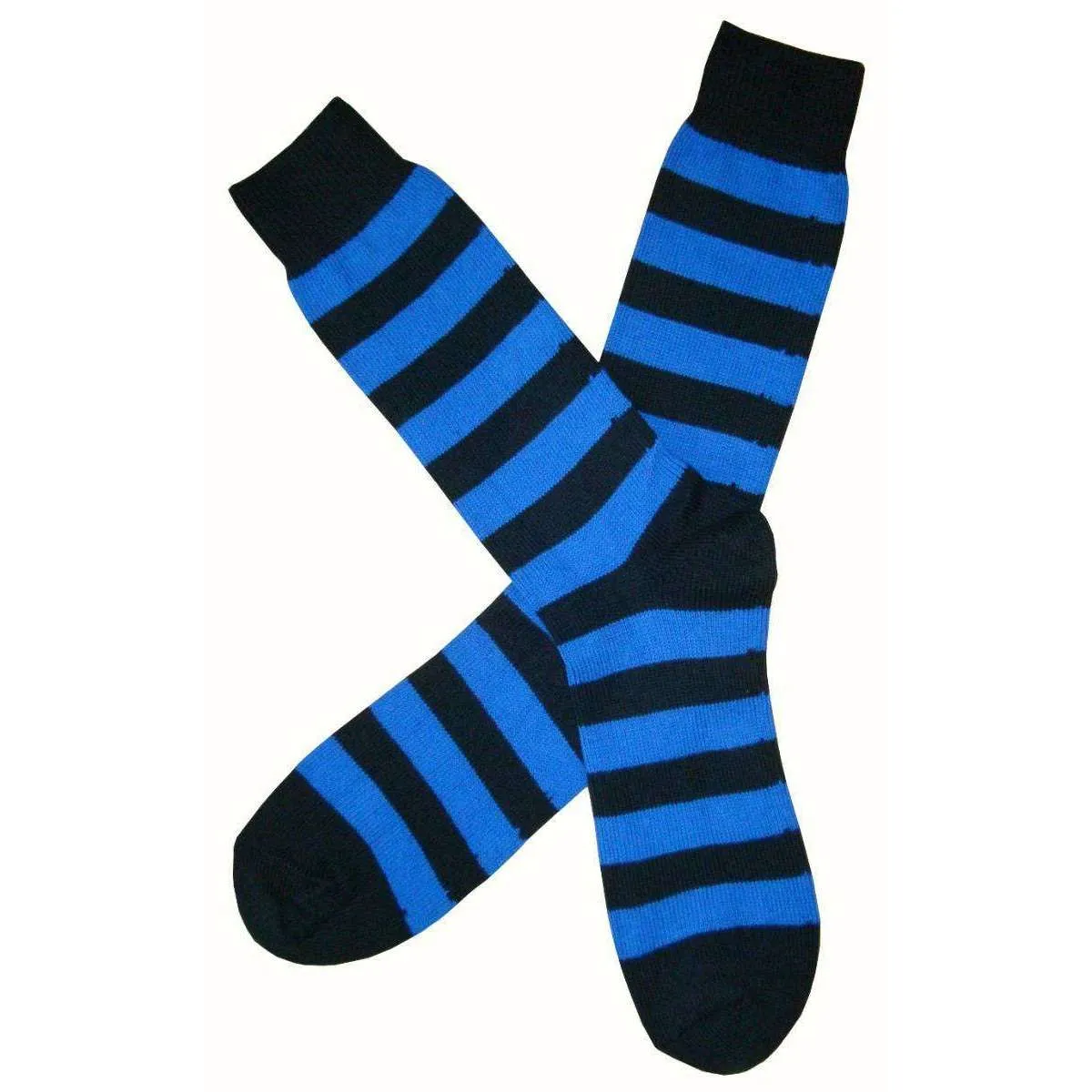 Bassin and Brown Striped Midcalf Socks - Black/Blue