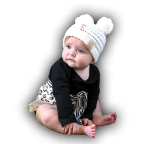 BJ-IN-BABY Initial Pom Pom Beanie Ivory