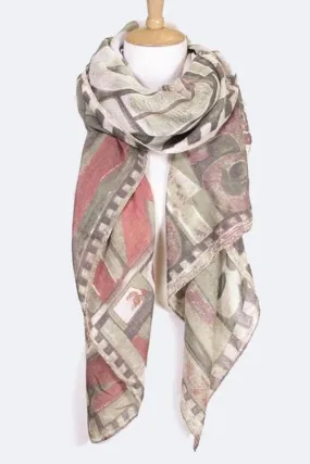 Block Letter Iconic Printed Scarf