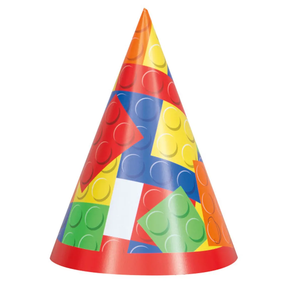 Building Blocks Birthday Party Hats - Pack of 8