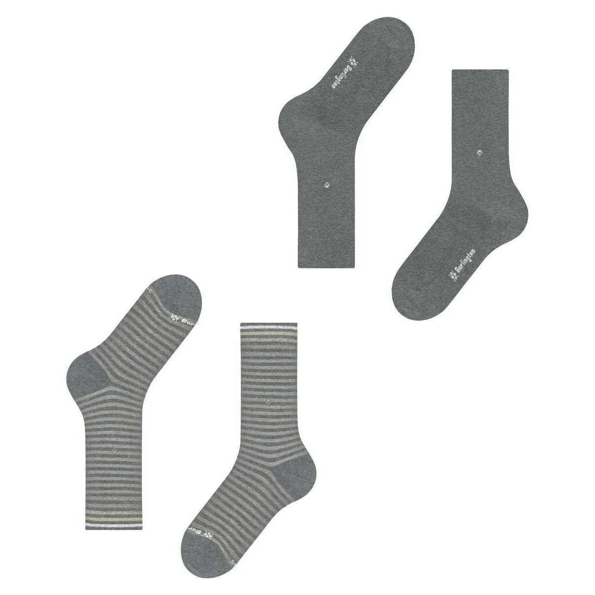 Burlington Everyday Stripe 2-Pack Socks - Grey Mel