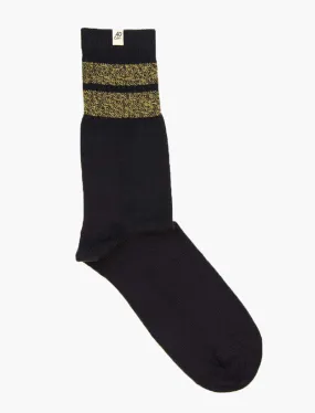 Charcoal & Yellow Double Striped Thick Melange Organic Cotton Socks