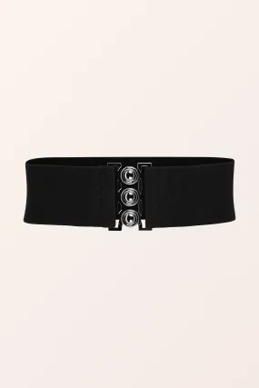 Classic Triple Eye-Hook Dress Belt - Black