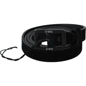 Costume National Elegant Black Leather Classic Belt