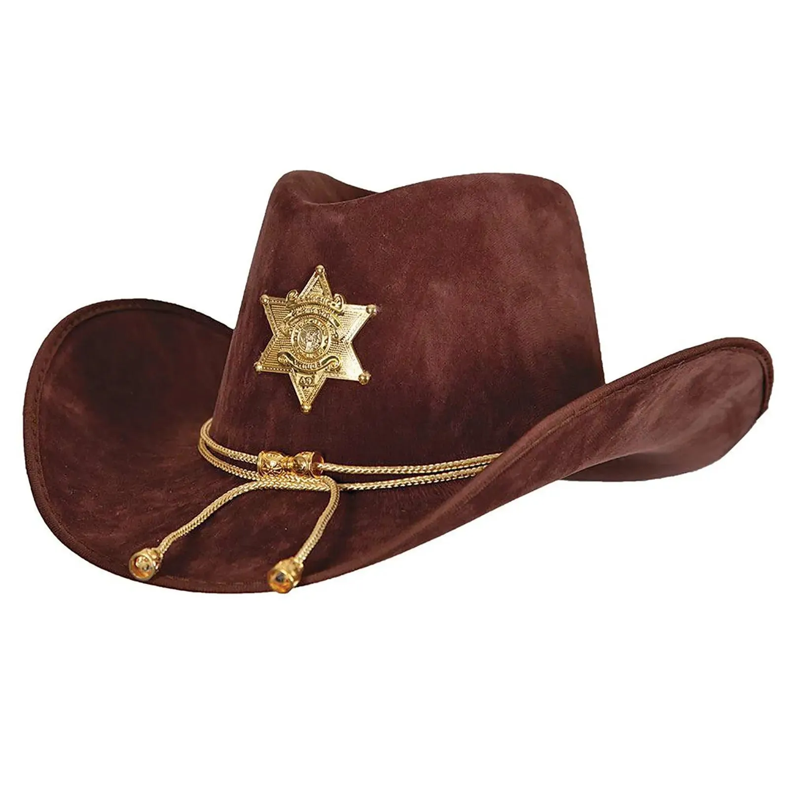 Deluxe Suede Sheriff Hat Brown Depute Star Fancy Dress