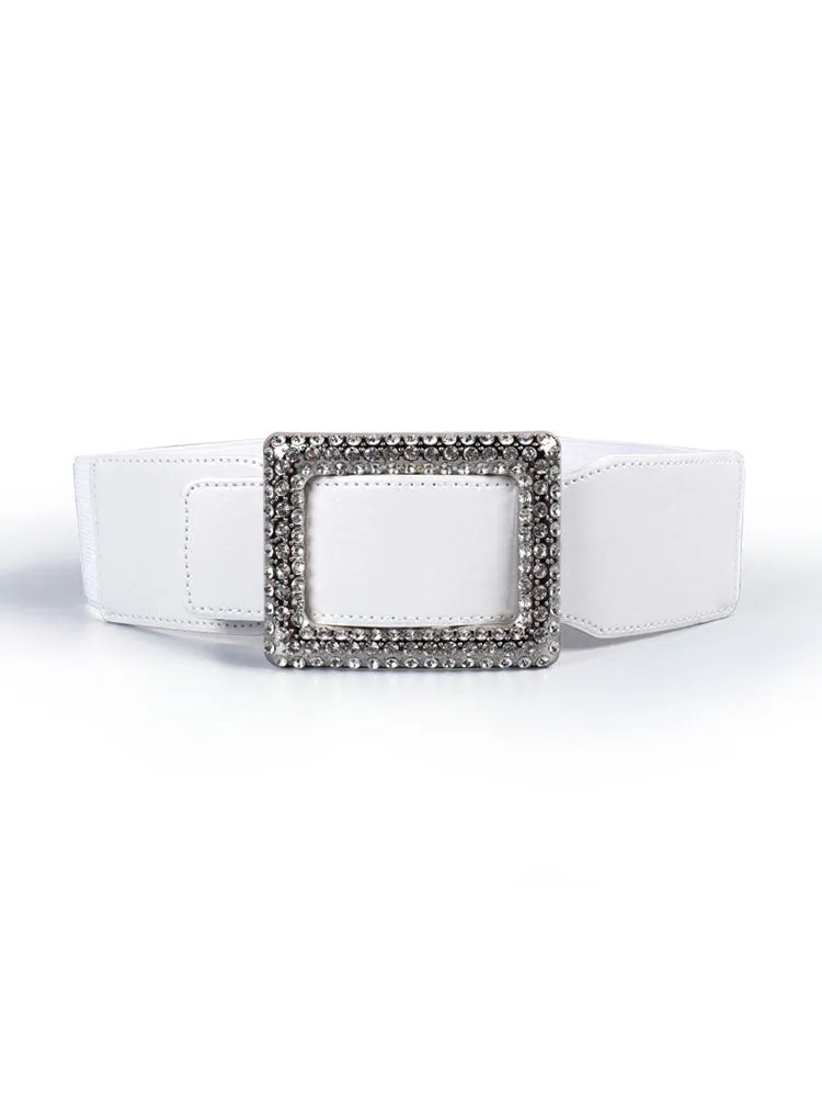 Elegant Rhinestone Leather Waist Belts