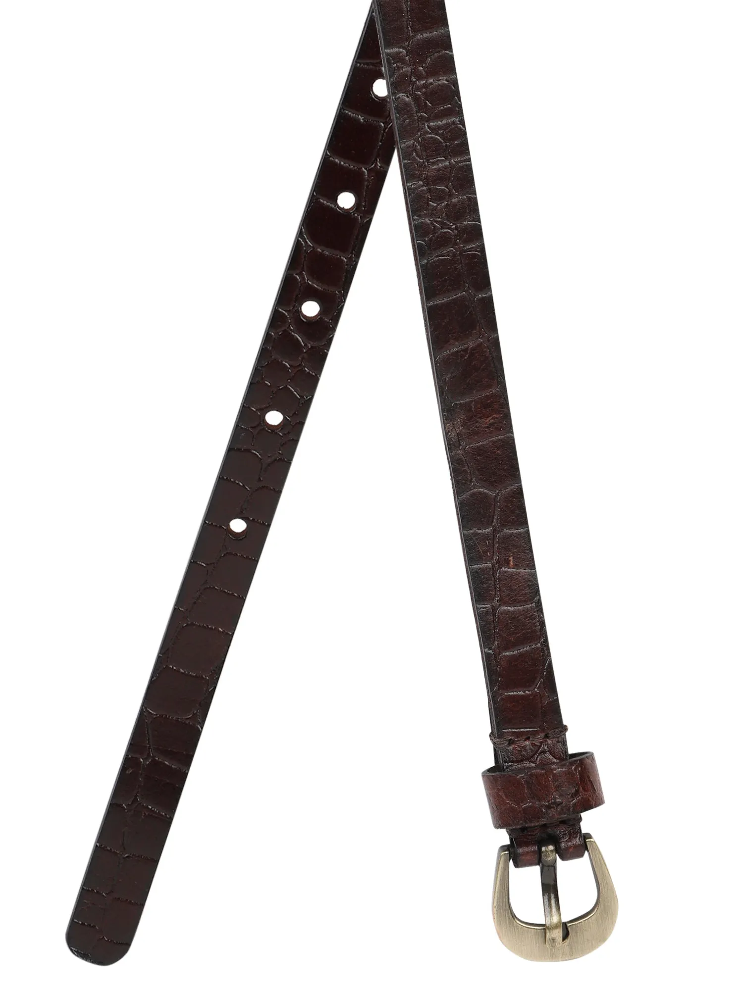 Embossed Croco Brown Women's Belt