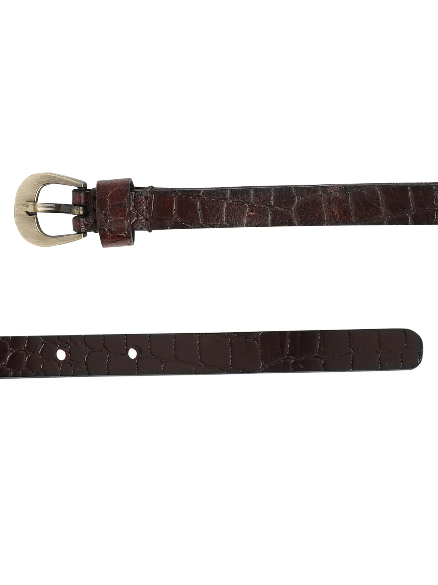 Embossed Croco Brown Women's Belt