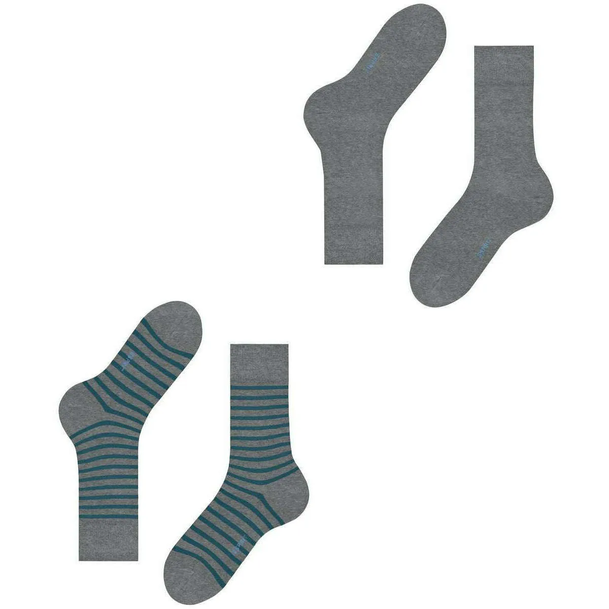 Esprit Fine Stripe 2 Pack Socks - Marengo Grey