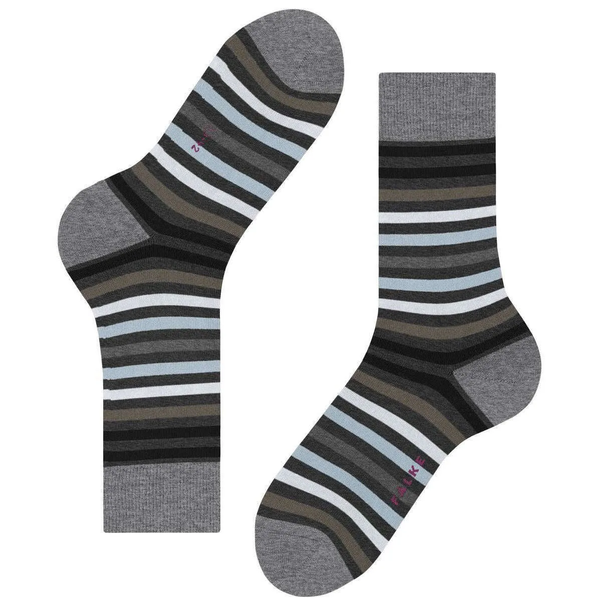 Falke Tinted Stripe Socks - Asphalt Mel Grey