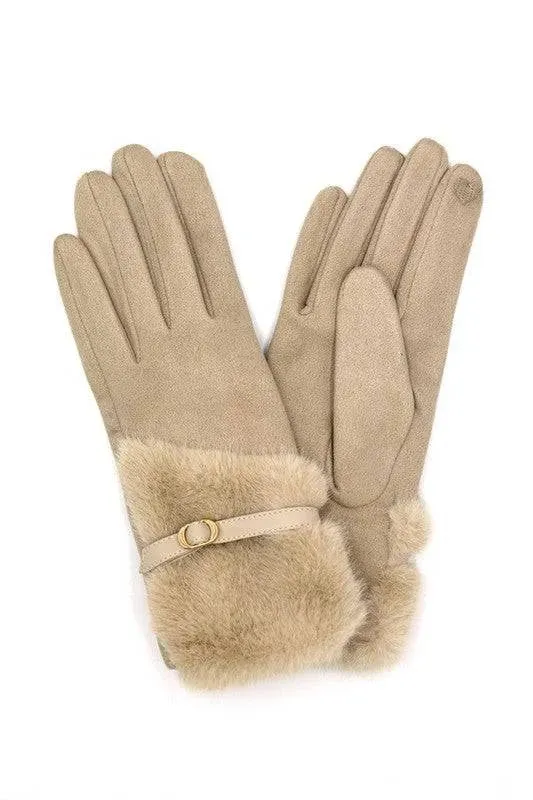 Faux Fur Ultra Suede Fashion Gloves