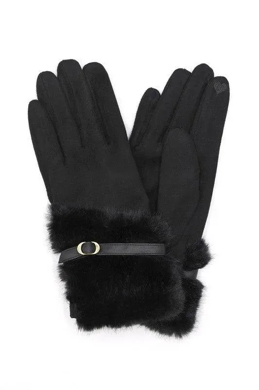 Faux Fur Ultra Suede Fashion Gloves