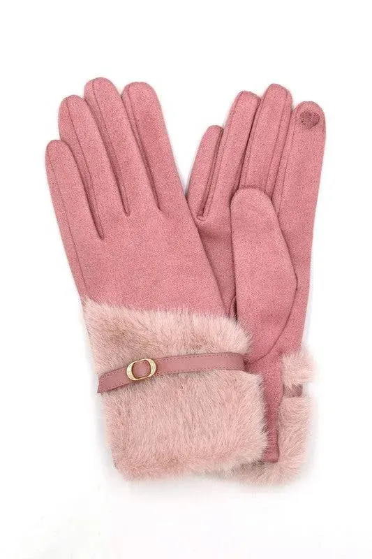 Faux Fur Ultra Suede Fashion Gloves