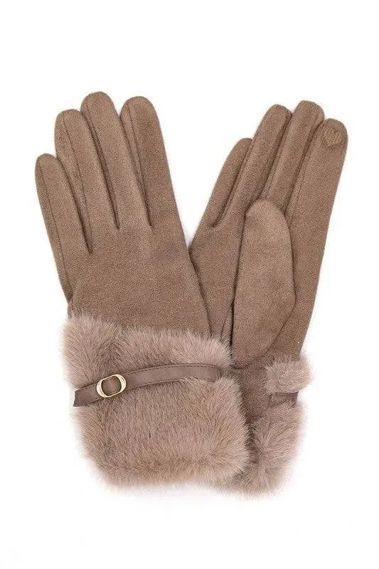 Faux Fur Ultra Suede Fashion Gloves