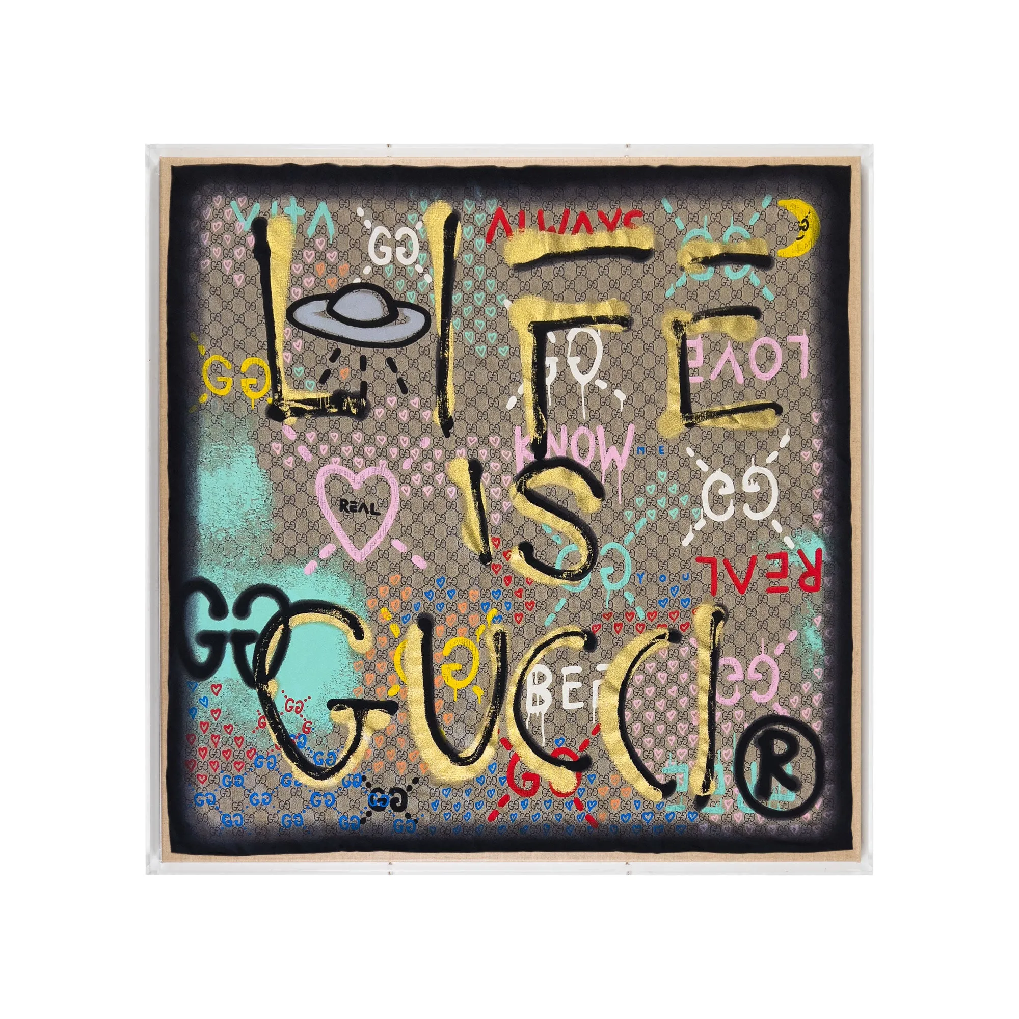 Framed Life Is Gucci Silk Scarf in 36x36x2" Shadowbox