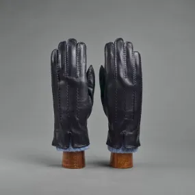 Gentlemen's Gloves from Dark Blue Hair Sheep Nappa lined with Cashmere