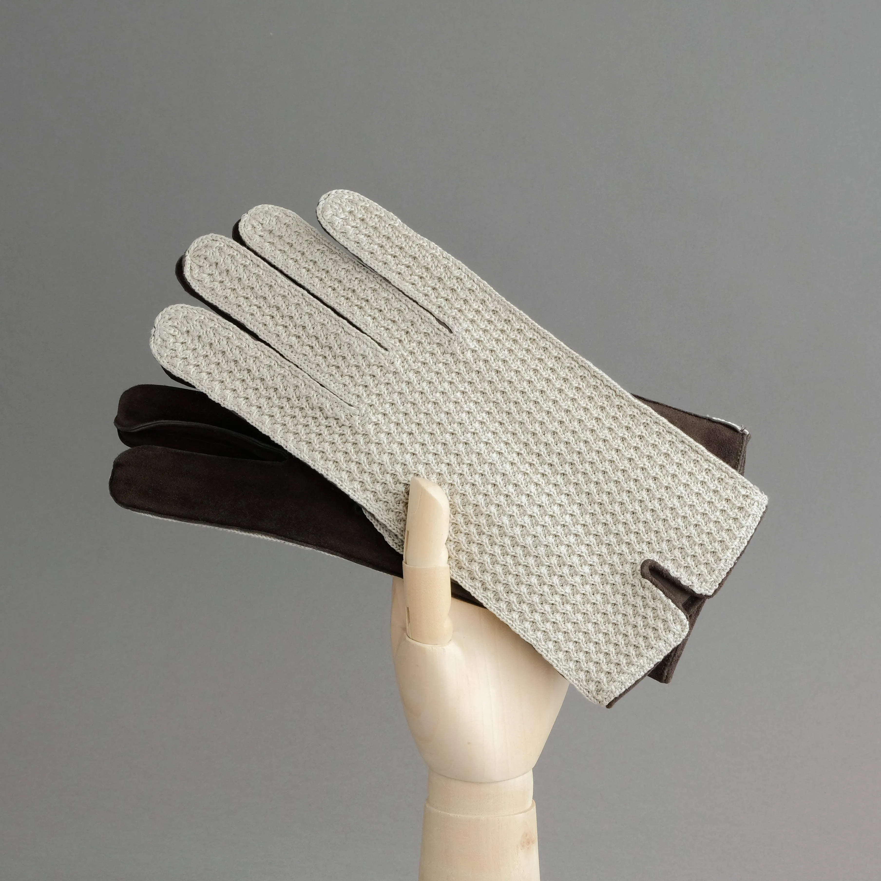 Gentlemen's Unlined Gloves from Reindeer and Cotton Crochet