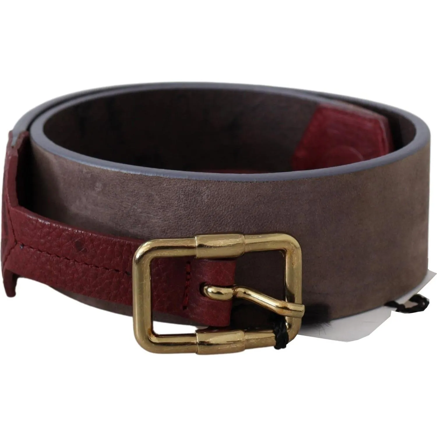 GF Ferre Elegant Brown Leather Belt with Gold Buckle