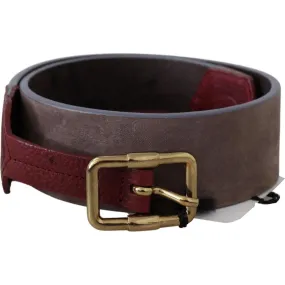 GF Ferre Elegant Brown Leather Belt with Gold Buckle