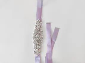 Girls Diamante Sash Belt - Purple