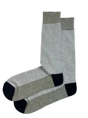 Grey Striped Cotton Dress Socks By Paul Malone