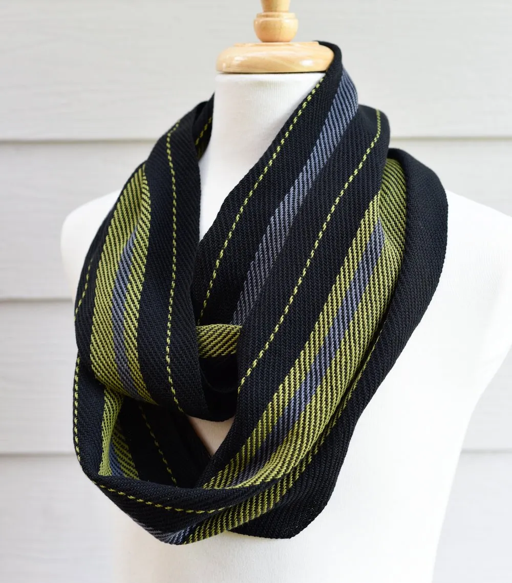 Handwoven Scarf - Dapper - Olive, Charcoal   Black