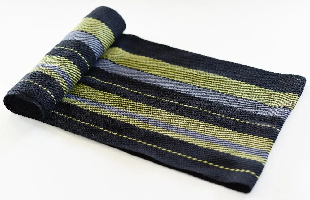 Handwoven Scarf - Dapper - Olive, Charcoal   Black