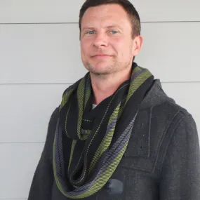 Handwoven Scarf - Dapper - Olive, Charcoal   Black