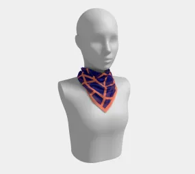 Insook Hwang's Art_Scarves_Net#5_Orange _Navy_outline