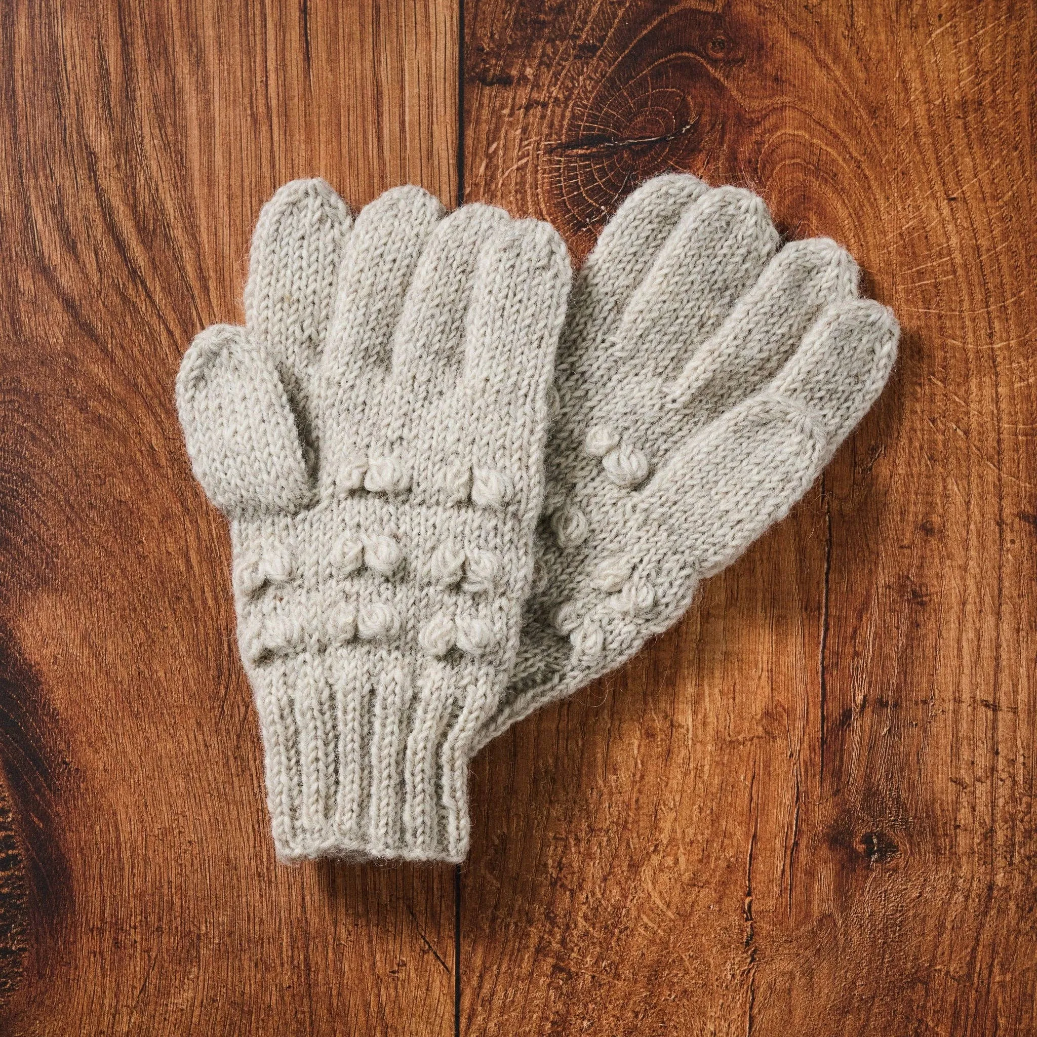 Ivory Knobby Wool Gloves