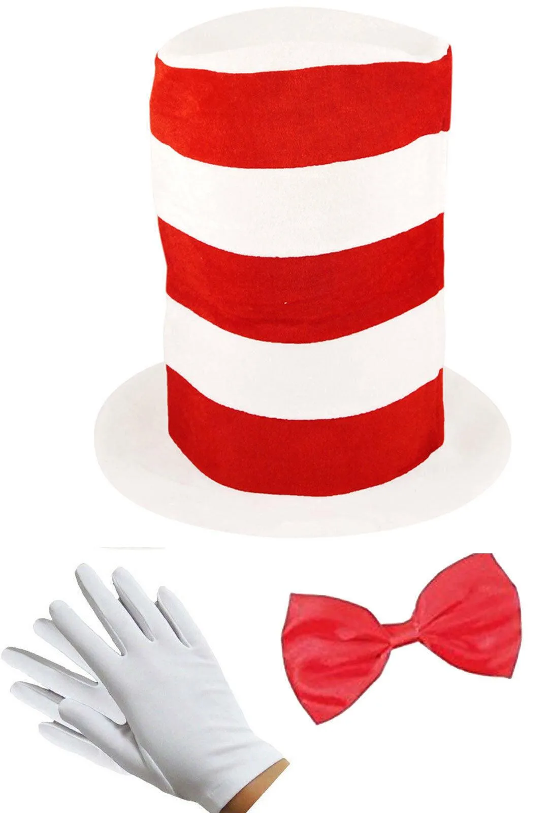 Kids Cat in the Hat Kit Red White World Book Day Week Crazy Cat Full 5 pc set