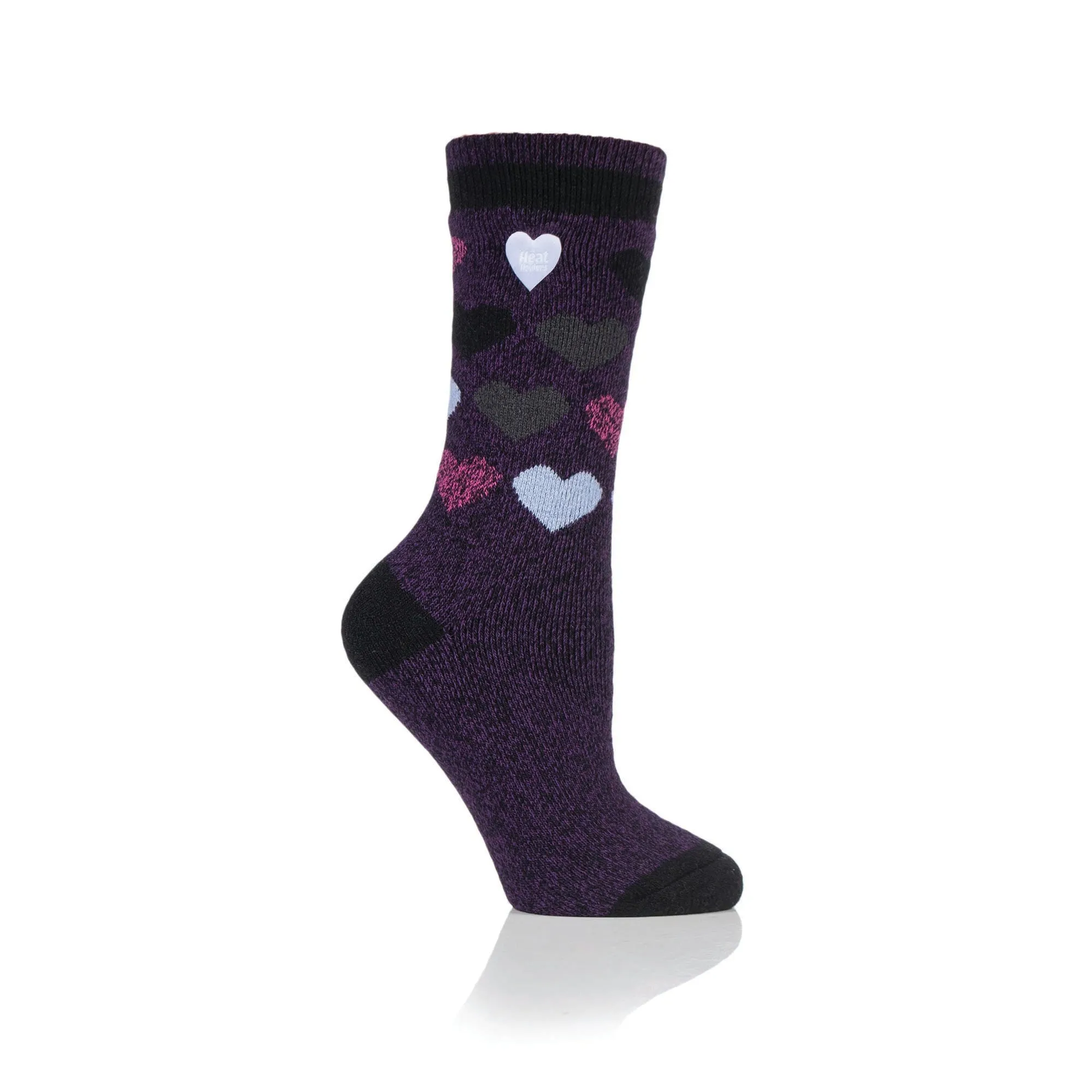 Ladies Lite Matlock Jacquard Socks - Purple Hearts