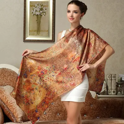 Long Women's Silk Luxury Shawl Scarf