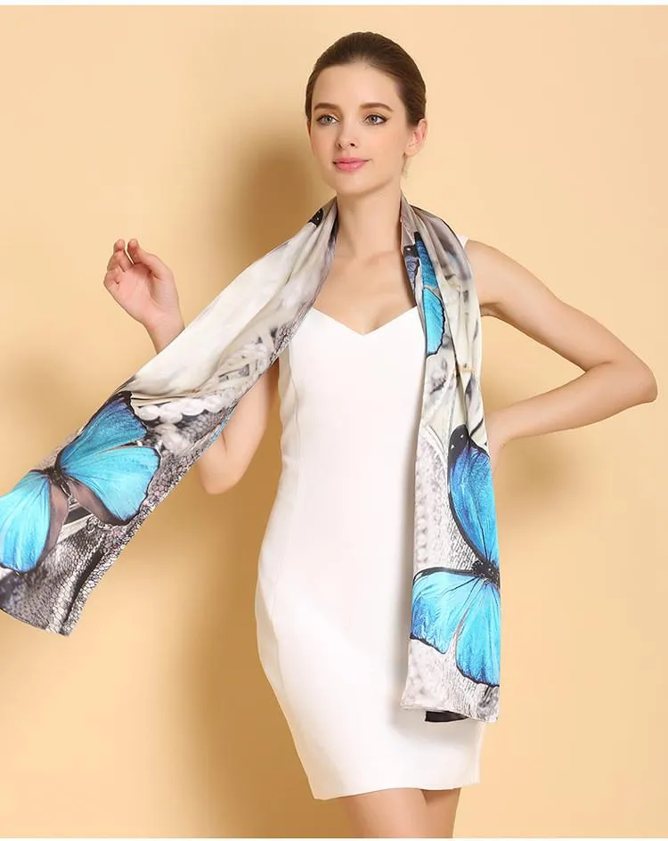 Long Women's Silk Luxury Shawl Scarf