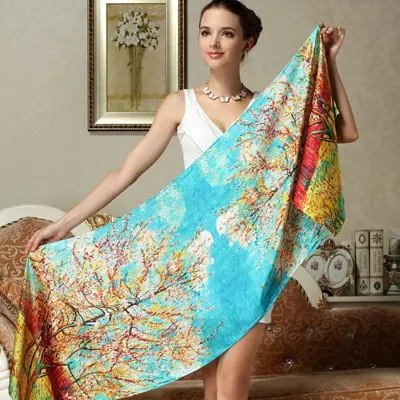 Long Women's Silk Luxury Shawl Scarf