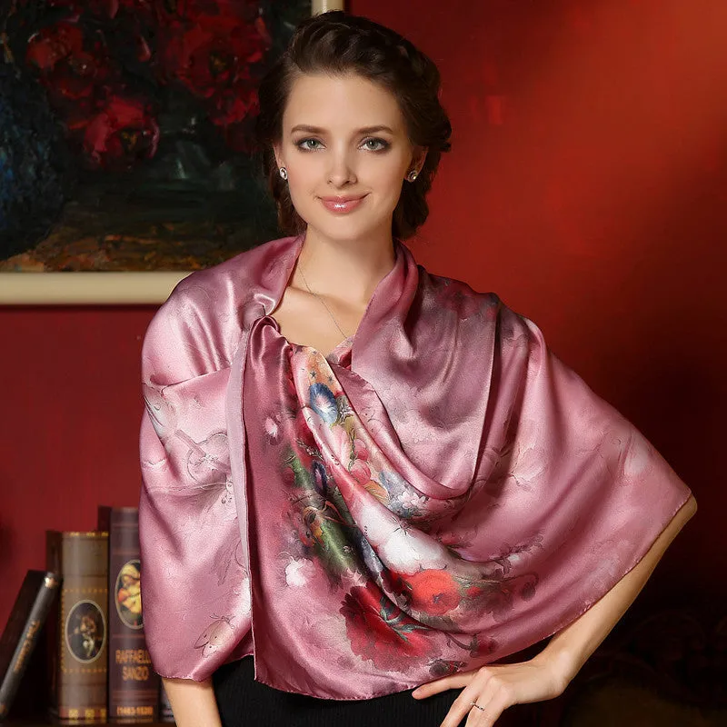 Long Women's Silk Luxury Shawl Scarf