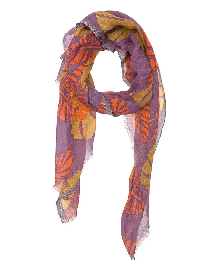 Lovat & Green Amazonico Linen Printed Scarf- Purple