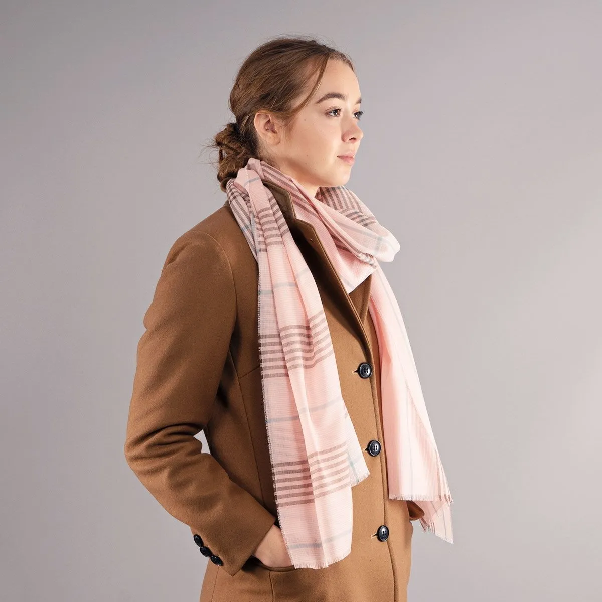 Luxury Extra Fine Merino Stole Dalry Opal Check