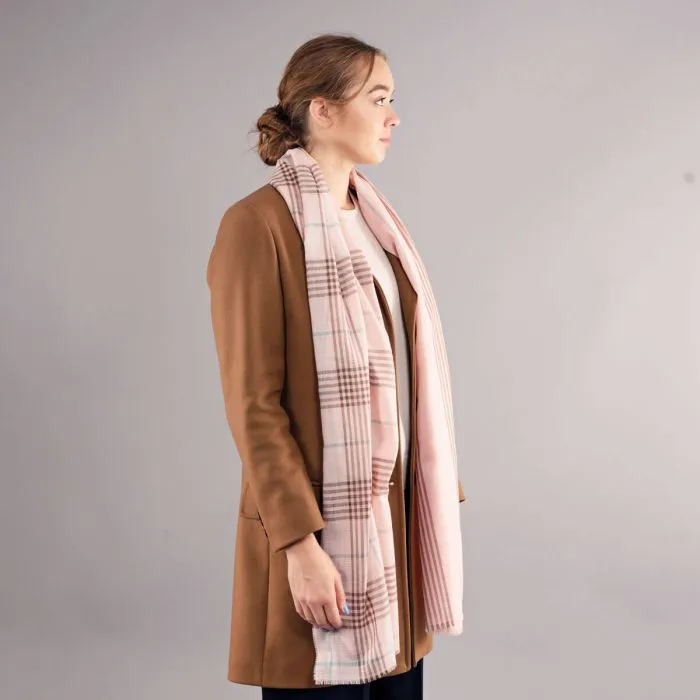 Luxury Extra Fine Merino Stole Dalry Opal Check