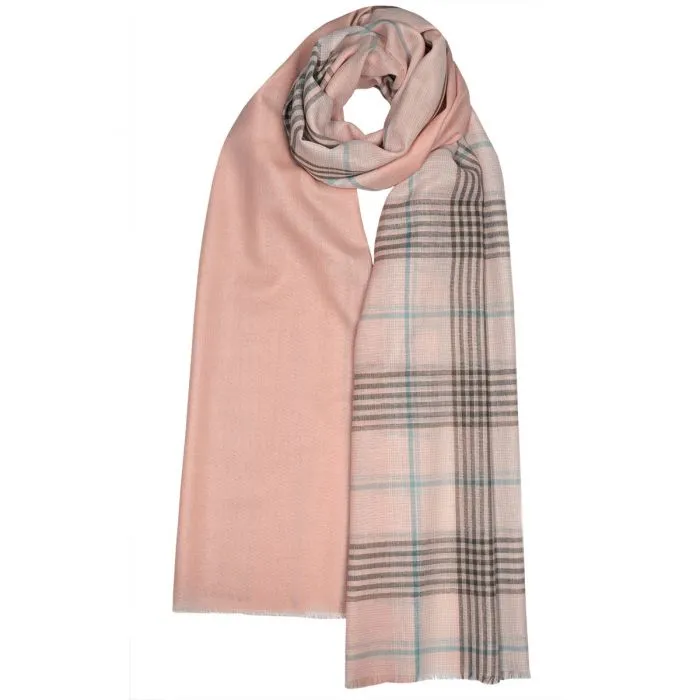 Luxury Extra Fine Merino Stole Dalry Opal Check