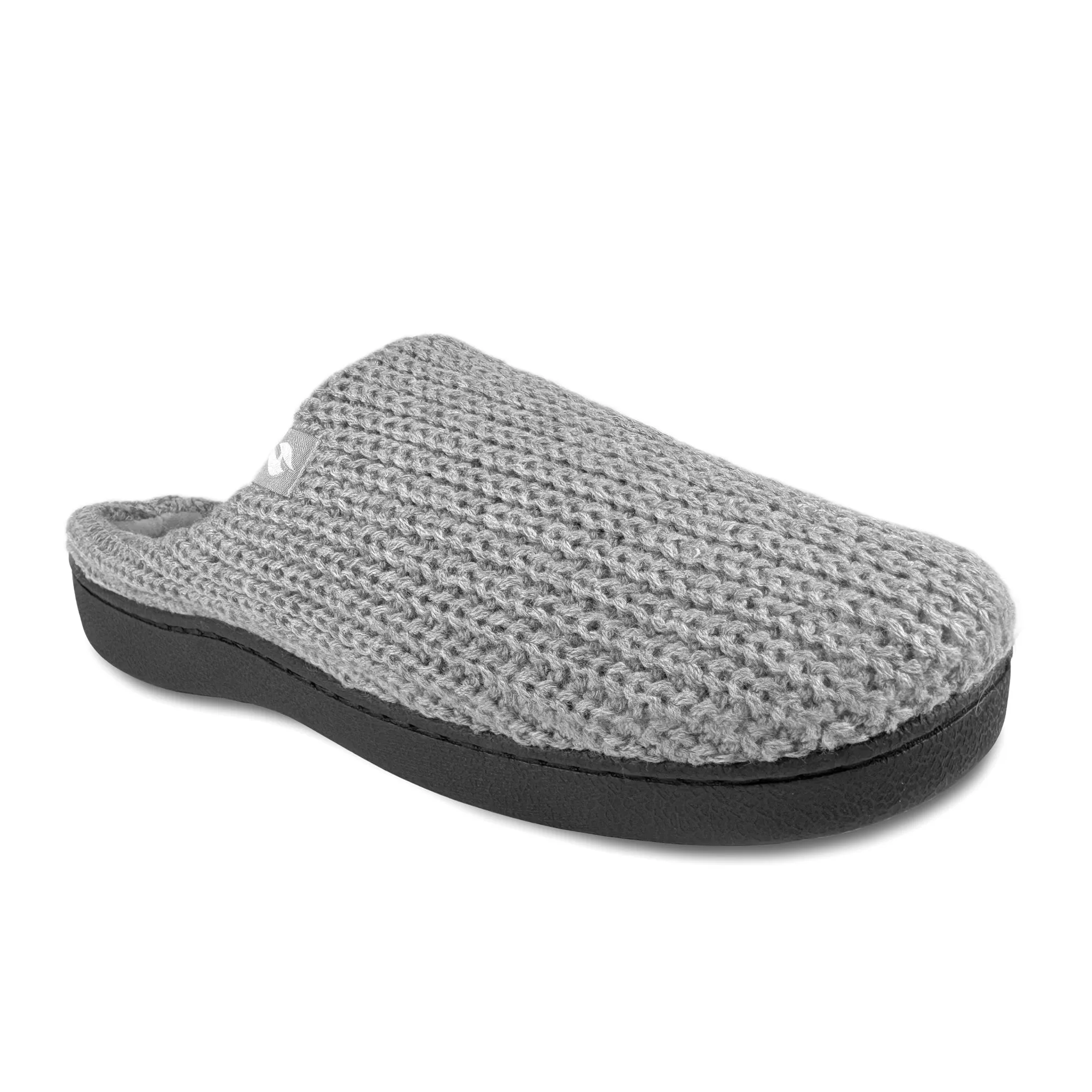 Mens Asher Rib Knit Thermal Slippers - Grey