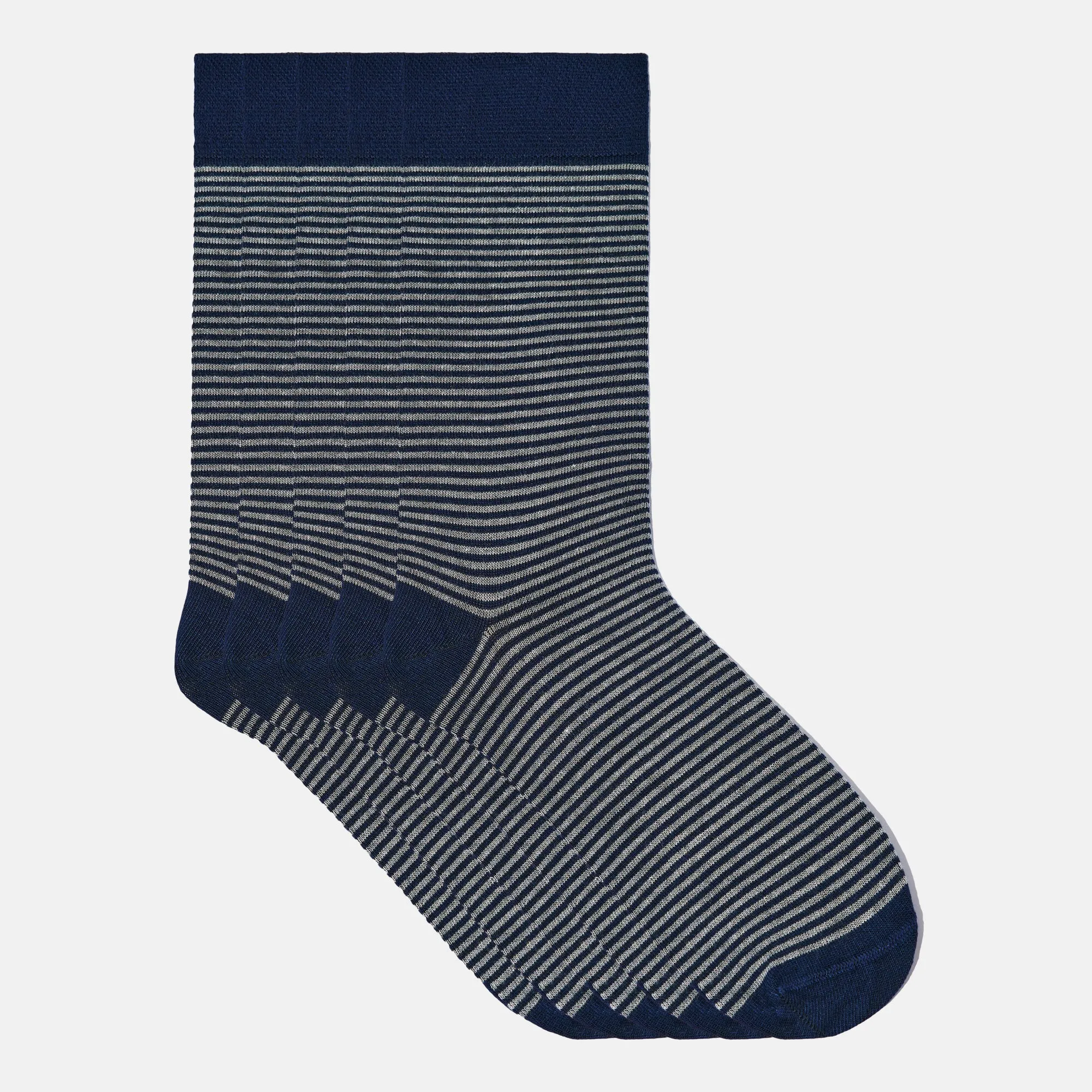 Men's Bamboo Dress Socks • Striped Pack of 1/3/5 Pairs • Blue Navy