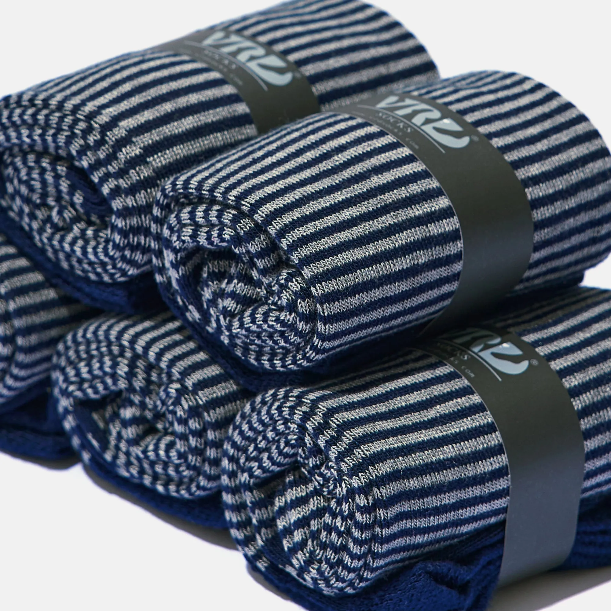 Men's Bamboo Dress Socks • Striped Pack of 1/3/5 Pairs • Blue Navy