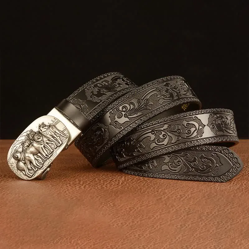 Men's Retro Pack Of Wolves Leather Belt