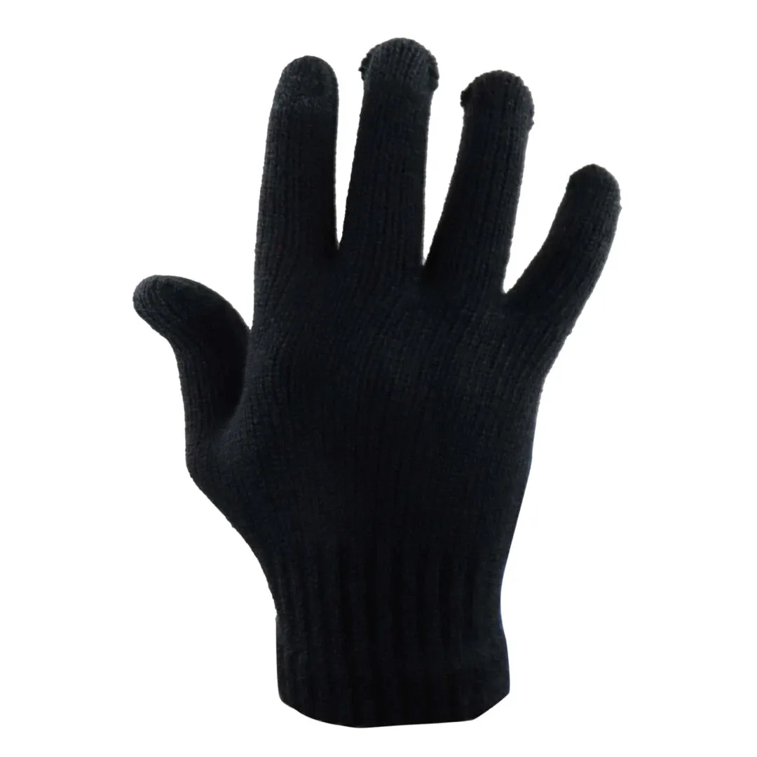 Men's Stretch Basic Warm Gloves Black One Size Stretch Woven Knitted